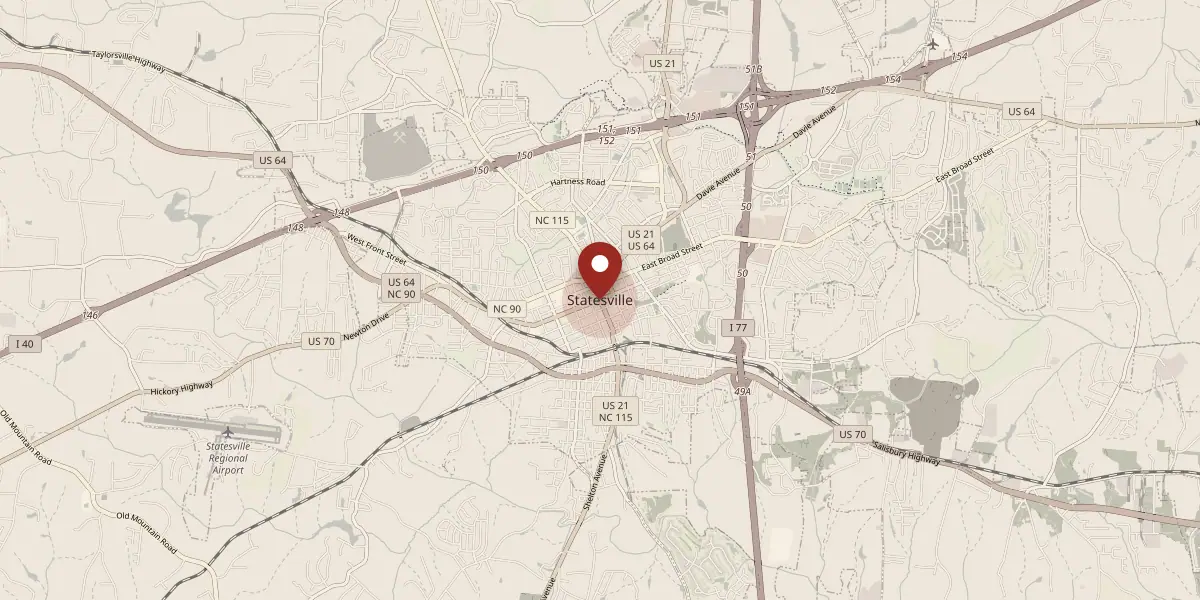 Map of the Statesville, NC area